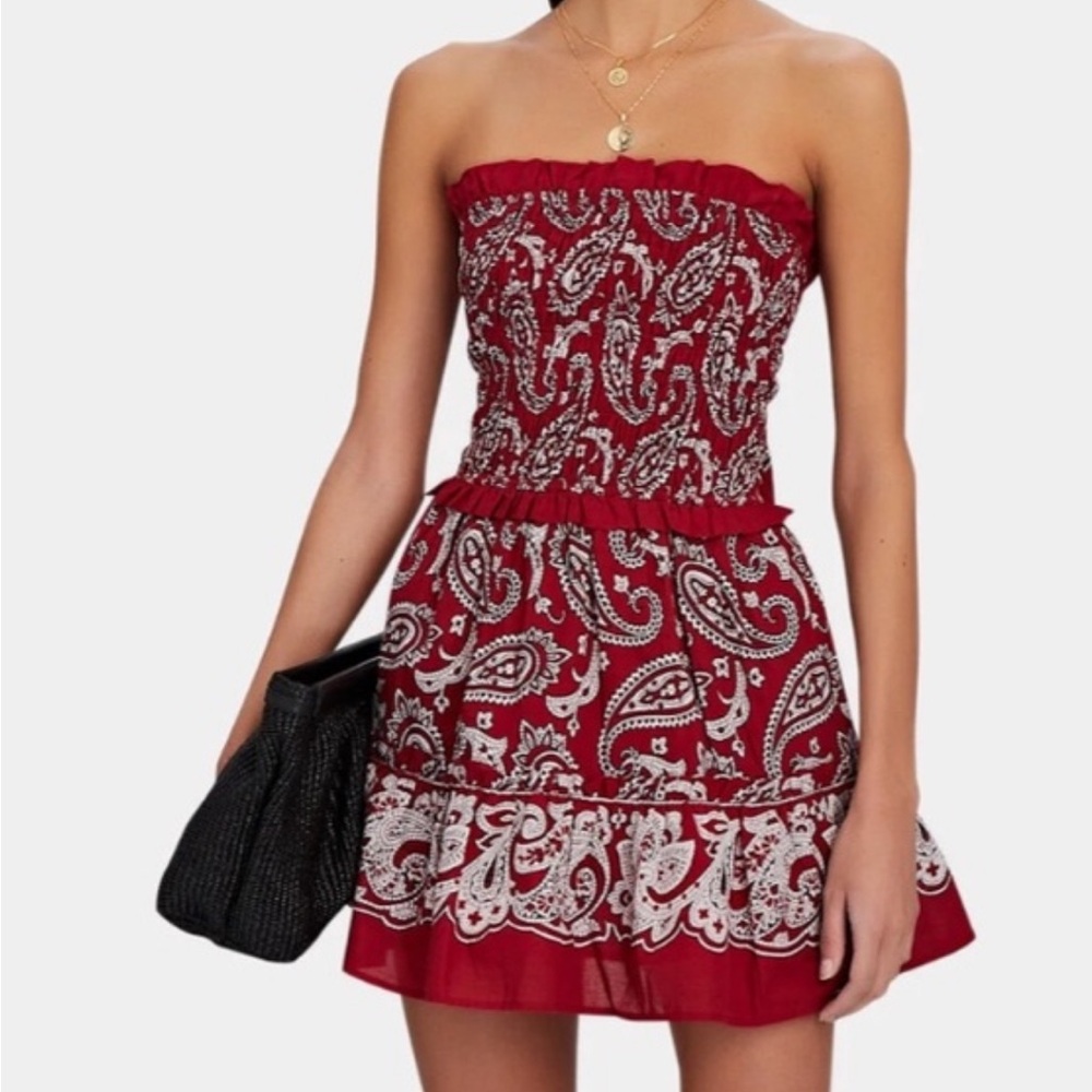 Sea strapless mini dress. Fun paisley pattern. Great condition